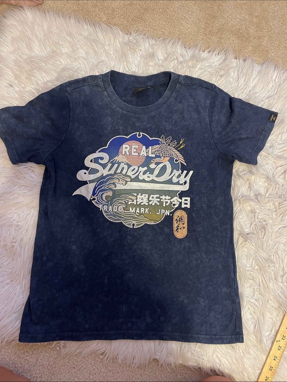 Superdry Navy Graphic Logo Tee with Multicolor Print